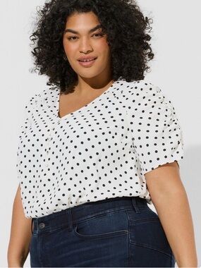 torrid Polka Dot Ruched Sleeve Blouse